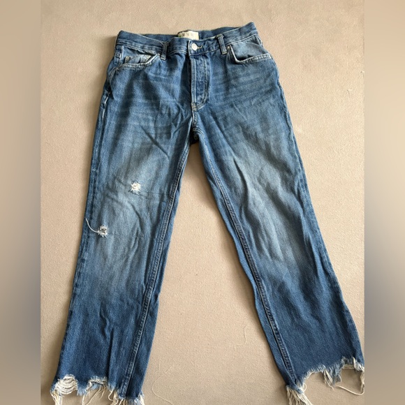We The Free Denim - We the Free Women’s Straight Leg Distressed Cotton Crop Fray Size 25